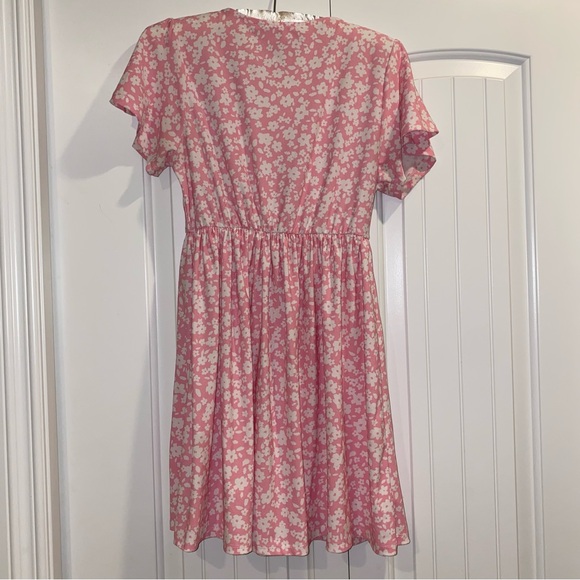 Ardene Pink Floral V-Neck Mini Dress - Picture 8 of 10